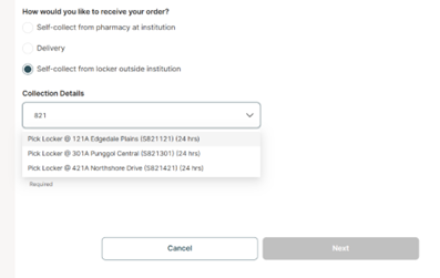 Locker collection details form