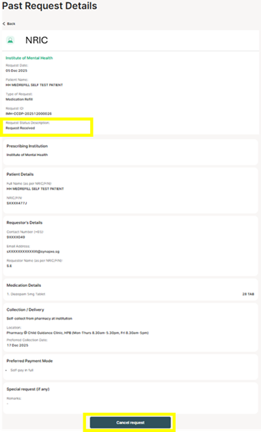 Request details and status